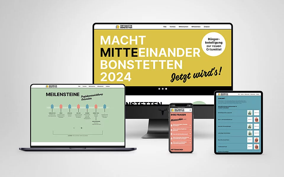 Responsive Ansicht der Website von Bonstetten auf verschiedenen Devices